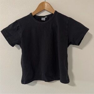 Jungmaven Tiny Tee Black Stretch Hemp Cotton Cropped Baby Tee-Medium
